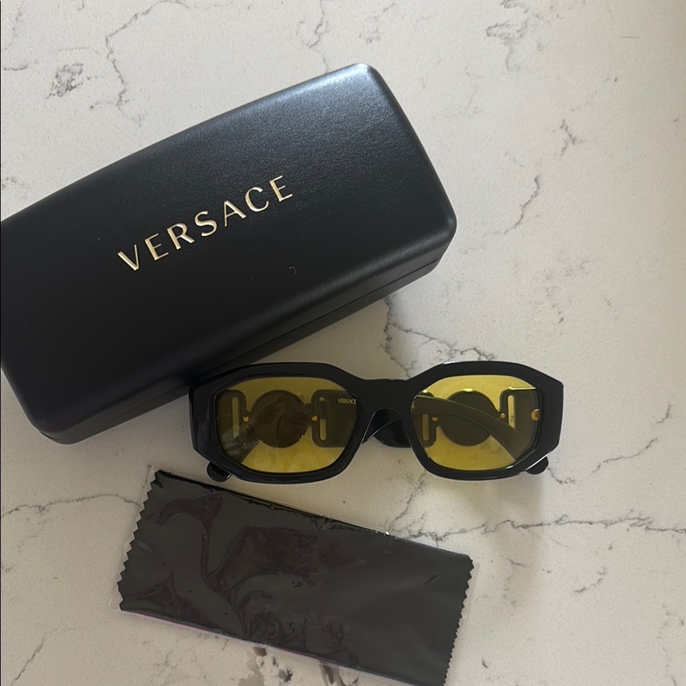 Versace Black Frames with Yellow Lenses